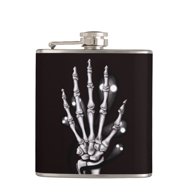 Skeletton Hand Spooky Goth Anatomie Flachmann (Vorderseite)