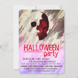 Skeletton Lila Halloween Wasserfarben Kunst Einladung