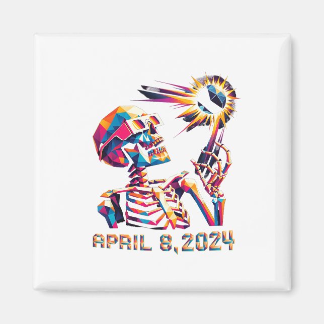Skeletton "Low Poly Total Eclipse" 8. April 2024 Magnet (Vorne)