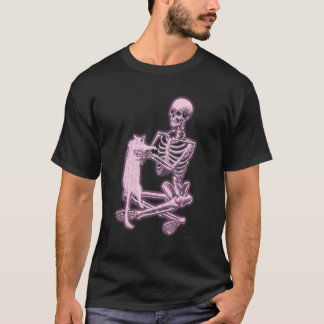 Skeletton mit einem Katzen Skelett und Katzen T-Shirt