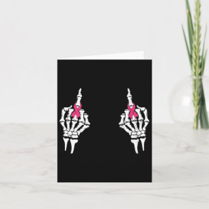 Skeletton Mittelfinger Pink Ribbon Brustkrebs H Karte