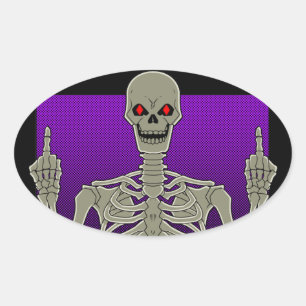Skeletton-Poker Gedreht Ovaler Aufkleber