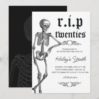 Skeletton RIP Zwanziger Jahre Sonniger 30. Geburts Einladung
