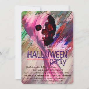 Skeletton Rote gestrichene Halloween Wasserfarbe R Einladung