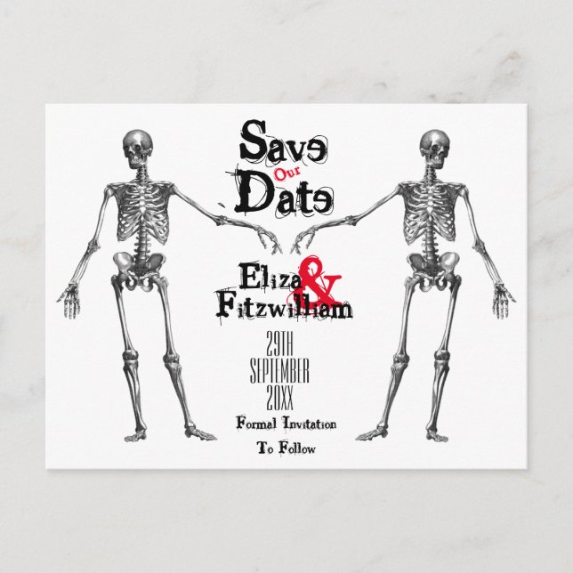 Skeletton Save the Date Postkarte (Vorderseite)