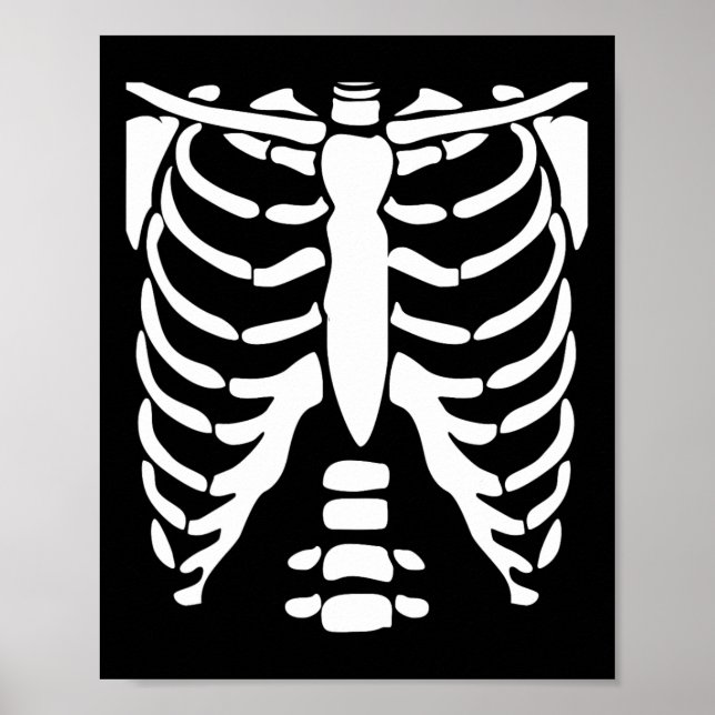 Skeletton Shirt Halloween Kostümrippenkäfig Anatom Poster (Vorne)