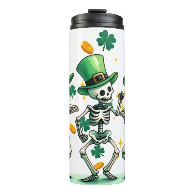 Skelettons zum St. Patrick's Day Thermosbecher (Vorderseite)