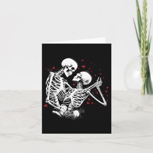 Skelettpaare zu Halloween Valentinstag T Karte (Vorderseite)