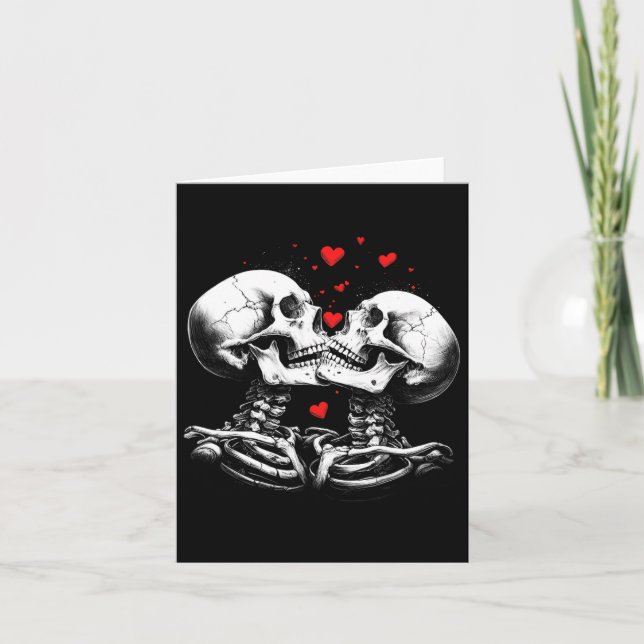 Skelettpaare zu Halloween Valentinstag T Karte (Vorderseite)