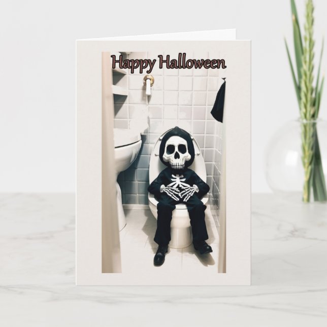 Skelettpit Stopp Halloween-Karte Karte (Vorderseite)