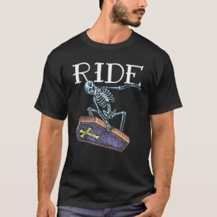 Skelettreise Coffin Snowboard Surf Alte Schule T-Shirt