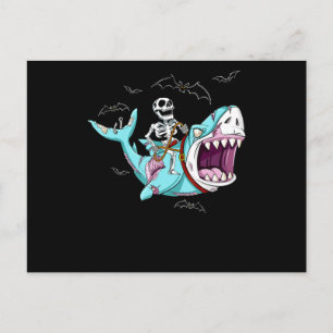 Skelettreise Zombie Shark Funny Halloween Geschenk Ankündigungspostkarte