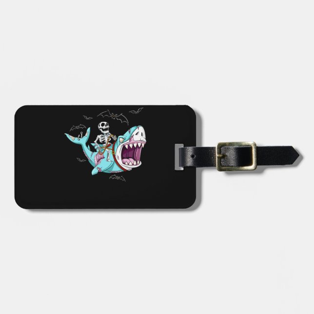 Skelettreise Zombie Shark Funny Halloween Geschenk Gepäckanhänger (Vorderseite horizontal)
