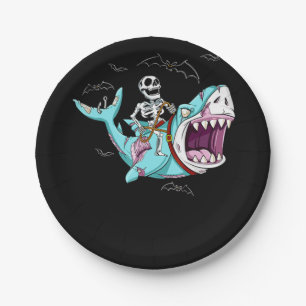 Skelettreise Zombie Shark Funny Halloween Geschenk Pappteller