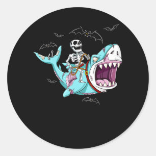Skelettreise Zombie Shark Funny Halloween Geschenk Runder Aufkleber