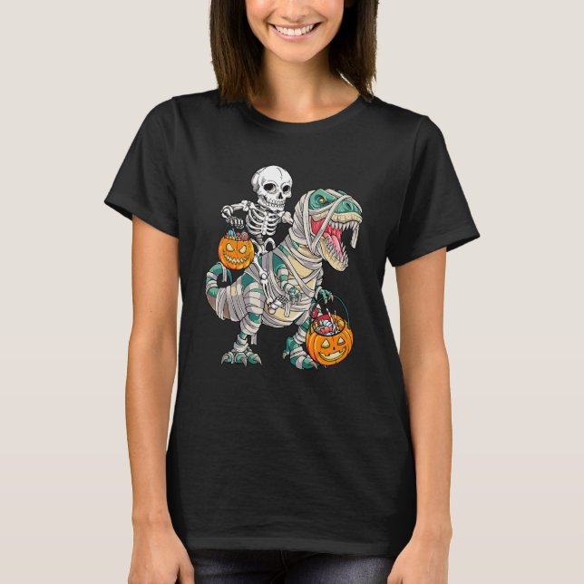 Skelettreiten Rex Mummy Dinosaur Kinder Trick oder T-Shirt (Vorderseite)