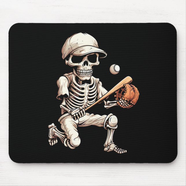 Skeletts Baseball Halloween Skull Lover Mousepad (Vorne)