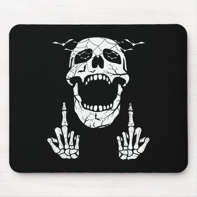 Skeletts Hand Halloween Bones Middle Finger Skull Mousepad (Vorne)