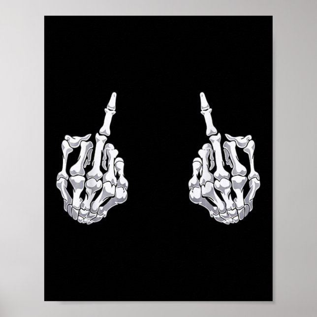 Skeletts Hand Halloween Bones Middle Finger Skull Poster (Vorne)