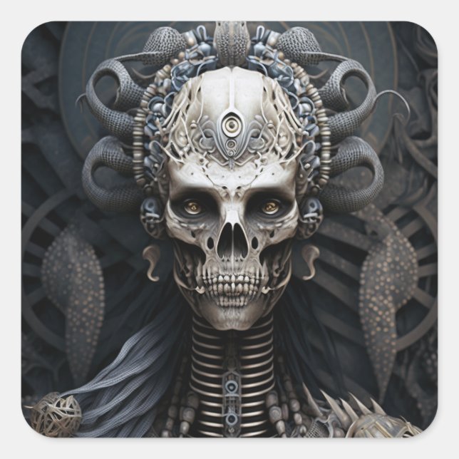 Skeletts-Horror-Aufkleber für Skull Monster Quadratischer Aufkleber (Vorderseite)