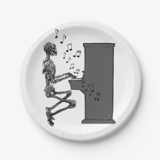 Skeletts Piano Musik Funny Pappteller (Vorderseite)