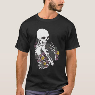 Skeletts Umarmung Katzenfische Blume Skelett Schwa T-Shirt
