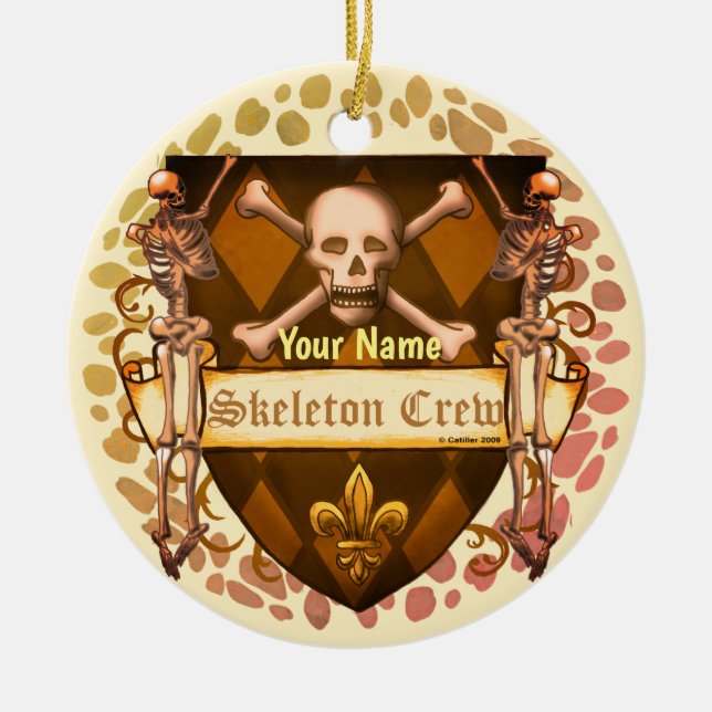 Skelettschild Crew Keramik Ornament (Vorne)