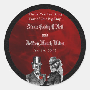 Skelettskulls Hochzeiten "Til Death Do us Part" Runder Aufkleber