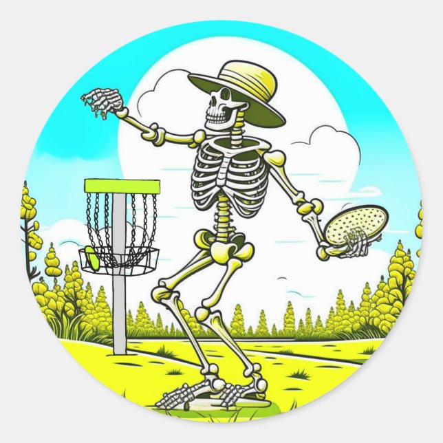 Skelettspielen Golf Runder Aufkleber (Vorderseite)