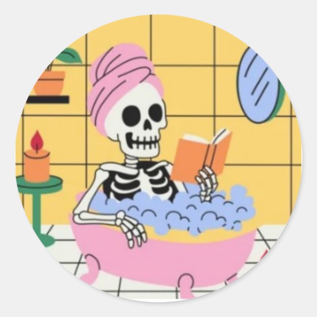 Skelettsticker Runder Aufkleber (Vorderseite)