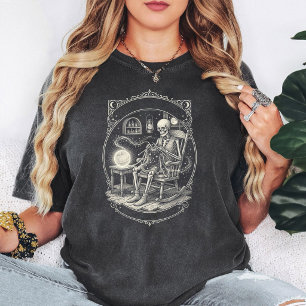 Skelettstricken Himmelsgarn Gothischer Mond Dekor T-Shirt