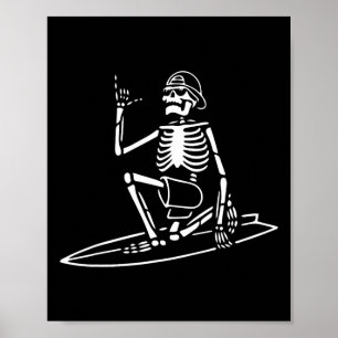 Skelettsurfing Lazy Halloween Kostümknochen Poster