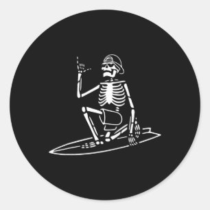 Skelettsurfing Lazy Halloween Kostümknochen Runder Aufkleber