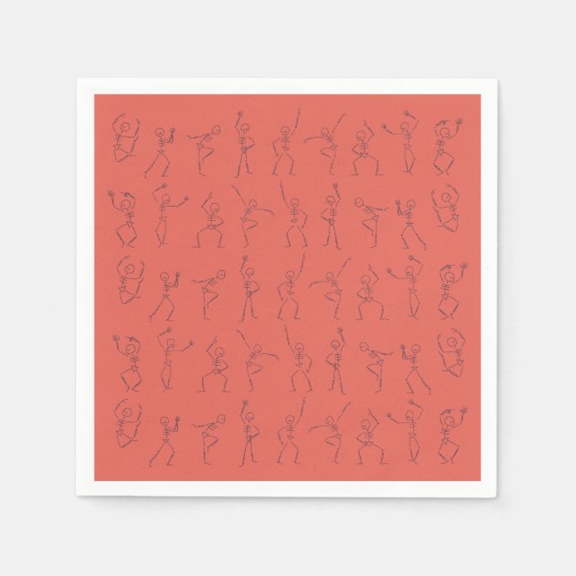 Skeletttanz Halloween Servietten - orange (Vorderseite)