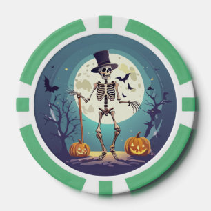Skeletttanzen unter dem MondHalloween Pokerchips