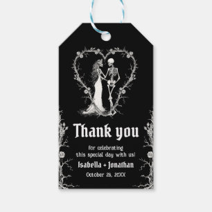 Skelettverheiratung mit schwarz-weißem Gothic Geschenkanhänger