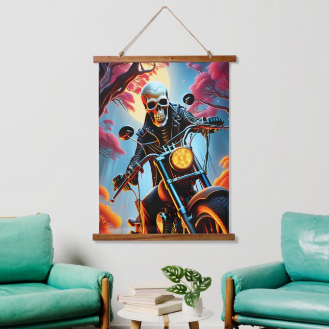 Skelettwandern durch die Feuerhöhle Wandteppich Mit Holzrahmen (Wohnzimmer)