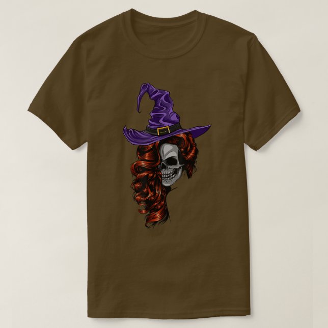 Skelettwitz - Coole und Beängstigende Rothaarhexe T-Shirt (Design vorne)