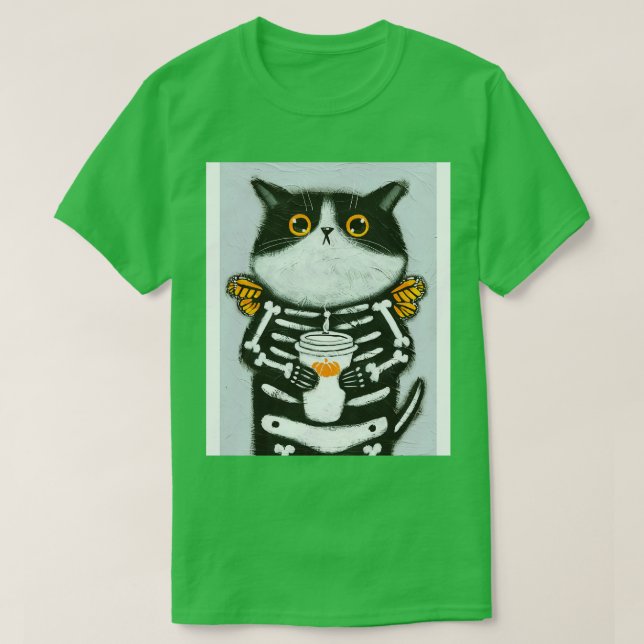 Skellie Coffee Cat T-Shirt (Design vorne)