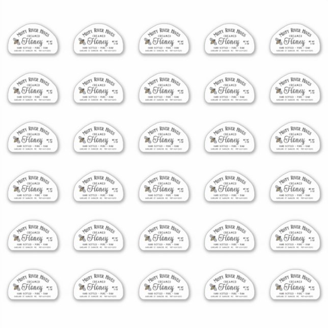 Skep Shaped Honey label for 3 oz Jar with Bee (Vorderseite)