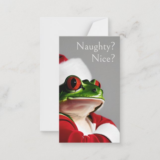 Skeptical Santa Frog schüchtern oder schön zu: Von Mitteilungskarte (Vorderseite)
