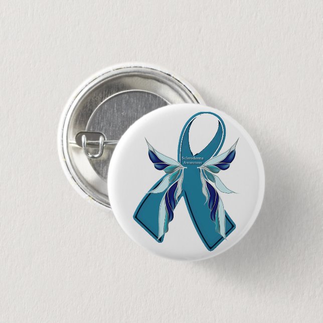 Skerodermie-Bewusstseins-aquamarines Band-runder Button (Vorne & Hinten)