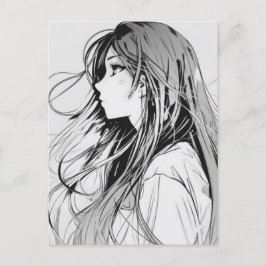 Sketch Anime Manga Girl Postkarte