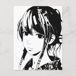 Sketch Anime Manga Girl Postkarte