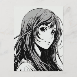 Sketch Anime Manga Girl Postkarte