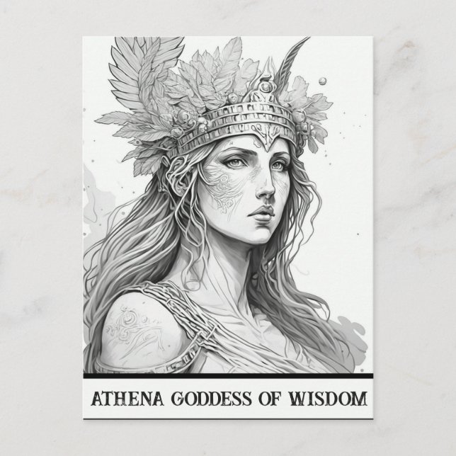 Sketch Art Athena Göttin der Weisheit Postkarte (Vorderseite)