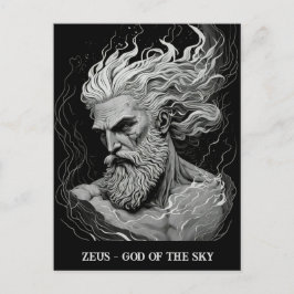 Sketch Art Black and White Zeus God of the Sky Postkarte