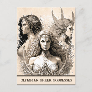Sketch Art Olympian Griechisch Goddesses Postcard Postkarte