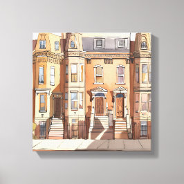 Sketch Brownstones | Boston Street Painting Leinwanddruck