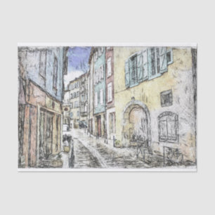 Sketch Decoupage der französischen Riviera Street Seidenpapier